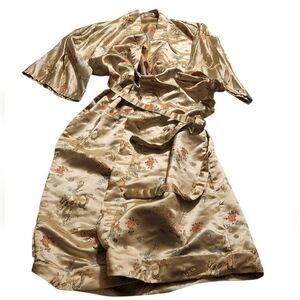 Golden Dragon Satin Kimono Robe